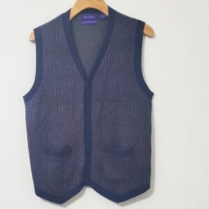 Alan Flusser Cashmere Cotton Blend Button Front Sweater Vest Mens Large